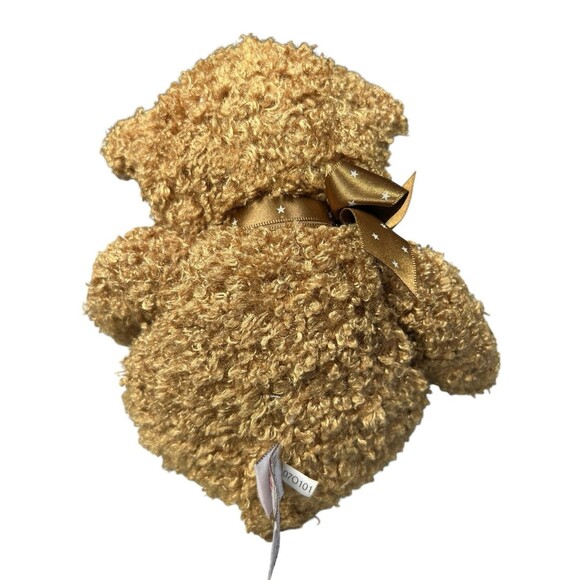 Vintage GUND Teddy Bear Plush Curly Brown Tan Stuffed Animal Bow Collectible Toy - Picture 5 of 8